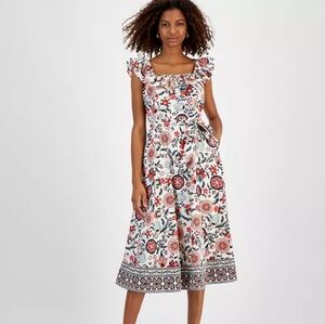 T Tahari Multicolor Floral Midi Dress